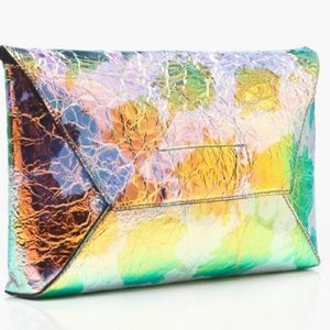 NWT J. Crew  iridescent envelope clutch